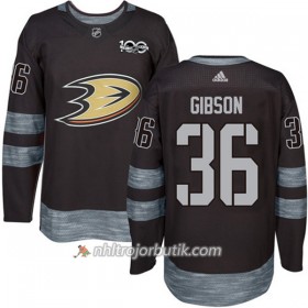 Män Ishockey Anaheim Ducks Tröja John Gibson 36 1917-2017 100th Anniversary Adidas Svart Authentic